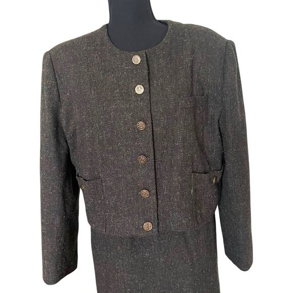 Norton McNaughton Women’s Vintage Wool Blend 2 Piece Set Olive Green Size 16 - Picture 3 of 14